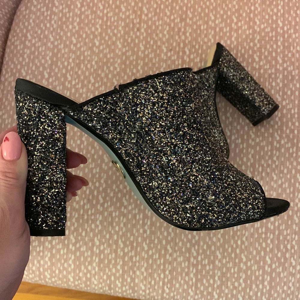 Betsey Johnson Glitter Mules